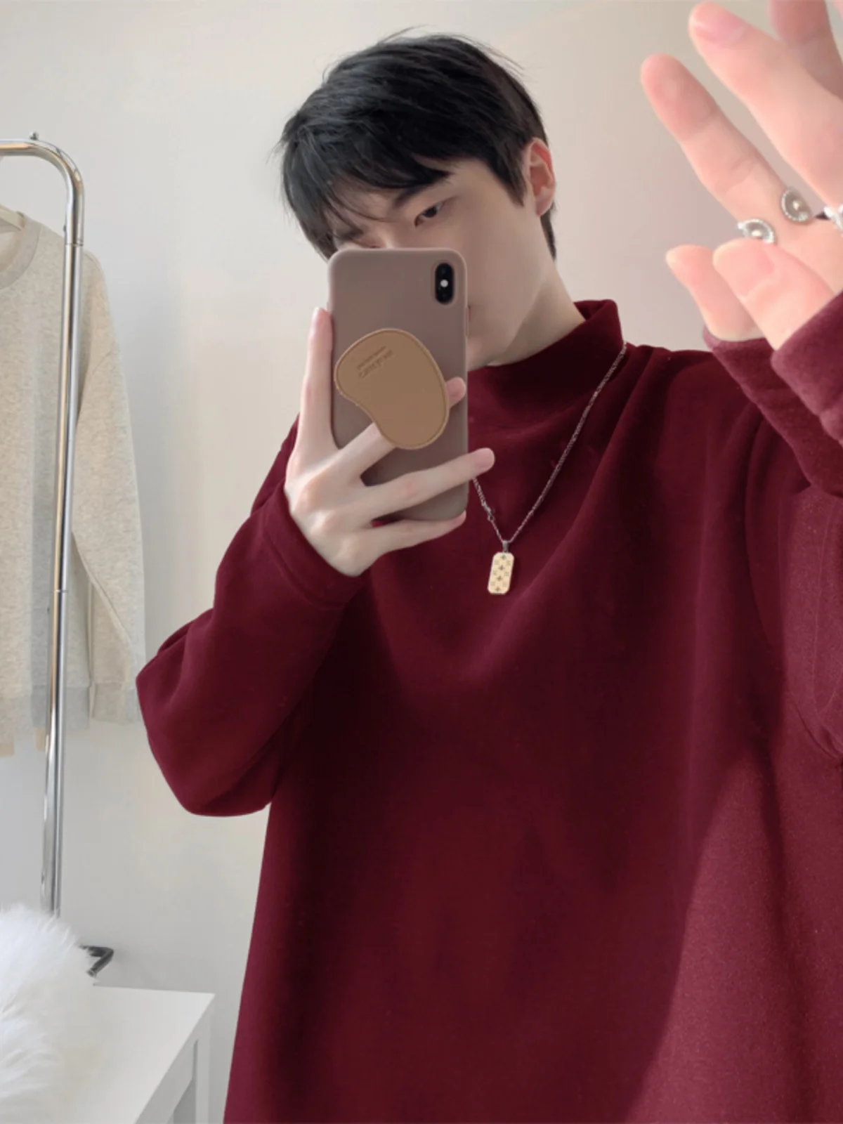 Dralon Long sleeves Shirt Men's Autumn and Winter 2024 New Half-high Collar Inner wear Bottoming Thickened Warm ...