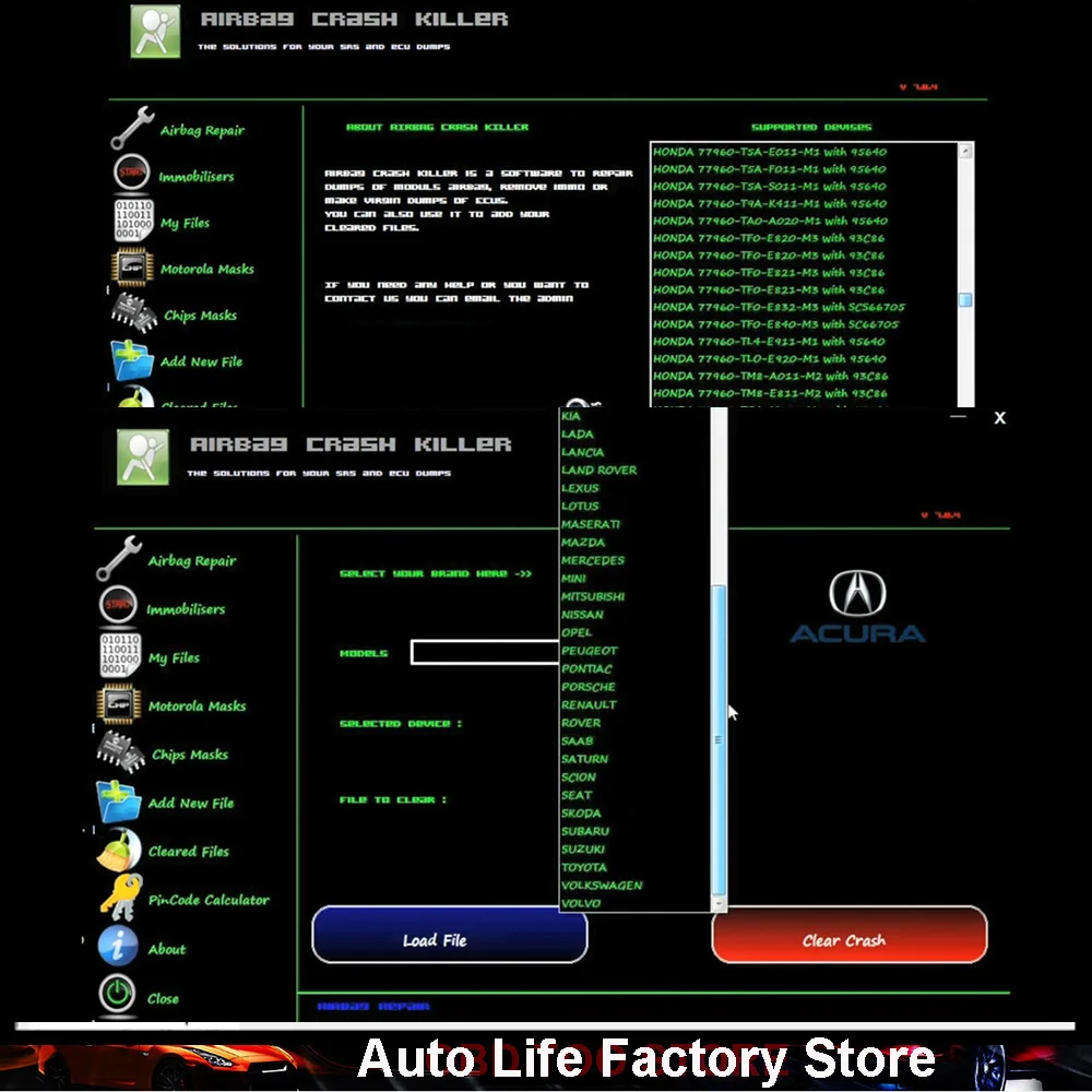 AIR-BAG Crash Killer 7.8.4 Автомобильное программное обеспечение от ECU Dumps Сервисный