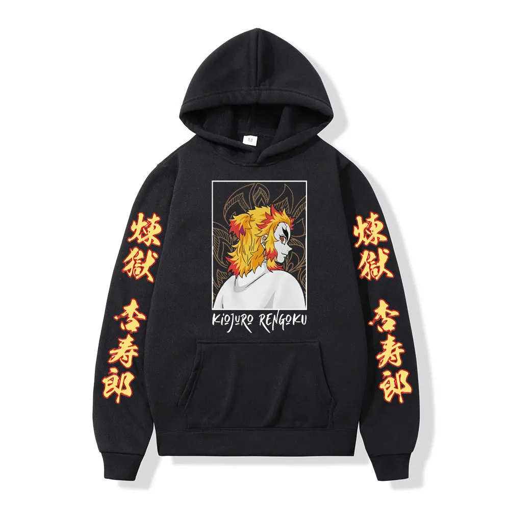 

Japanese Anime Demon Slayer Rengoku Kyoujurou Hoodies Men Women Long Sleeve Sweatshirt Casual Tracksuit Oversized Streetwear