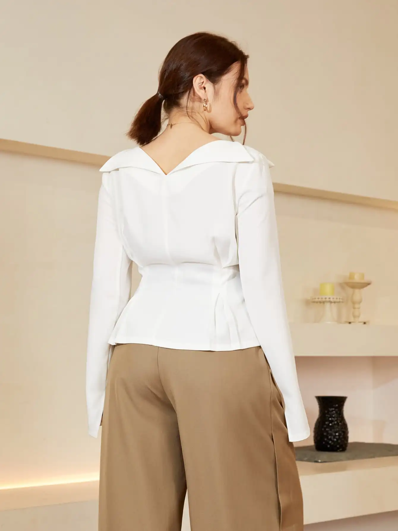 AEL Lady Модный Элегантный Асимметричный топ большого размера Однотонная рубашка на