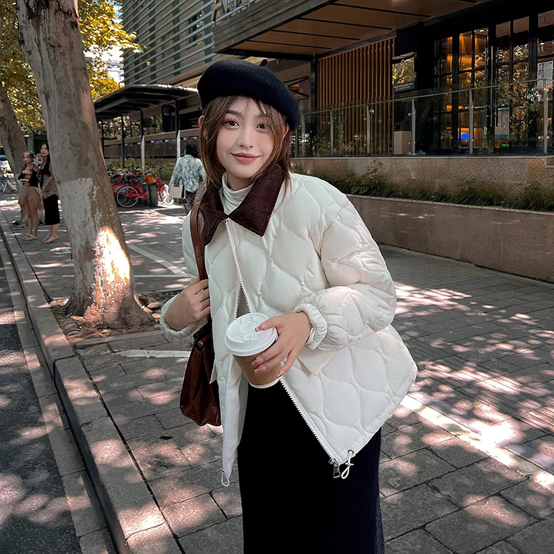 New Winter Cotton Jacket for Women Long Sleeve Short Fashion Casual Stand Collar Light Cotton Jackets Solid Woman Cotton Clothes