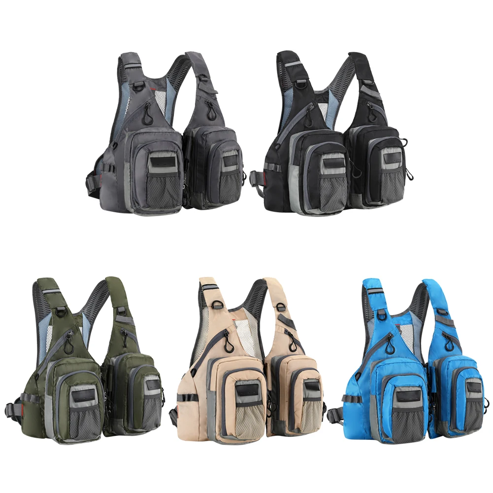 

Fly Fishing Vest with 10 Pockets Fishing Safety Vest Men Women Breathable Adjustable One Size Waterproof Outdoor Accessories