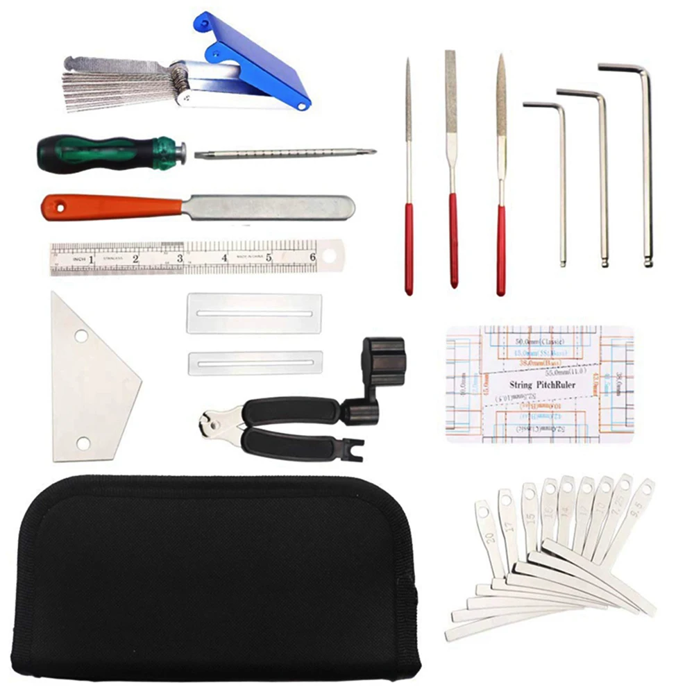 

Guitar Tool Kit Electric Guitar Maintenance Repair Tool Bag Ukulele Changing Strings/Bridge/Pins Accessories Rasp Hex Wrench Set