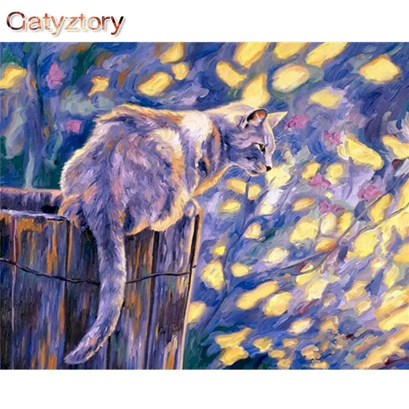 

GATYZTORY Colorful Cats Animal Painting By Numbers For Adults Paints Kits Kids Diy Gift Drawing Canvas Acylic Pigment For Wall A