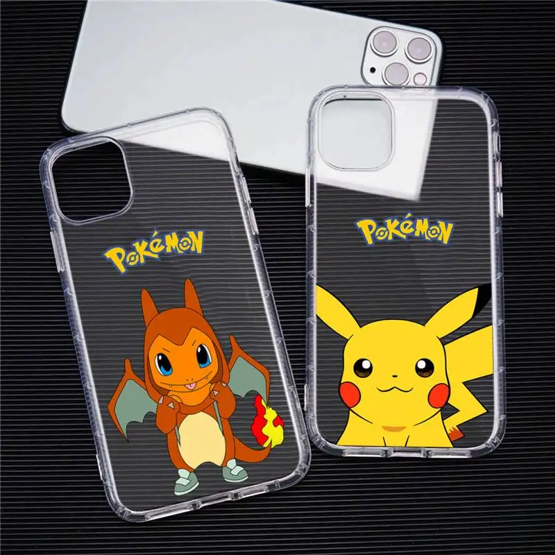 

Pokemon Pikachu Charmander Phone Case For iphone 13 12 11 Pro Max Mini XS 8 7 Plus X SE 2020 XR Transparent Soft Cover