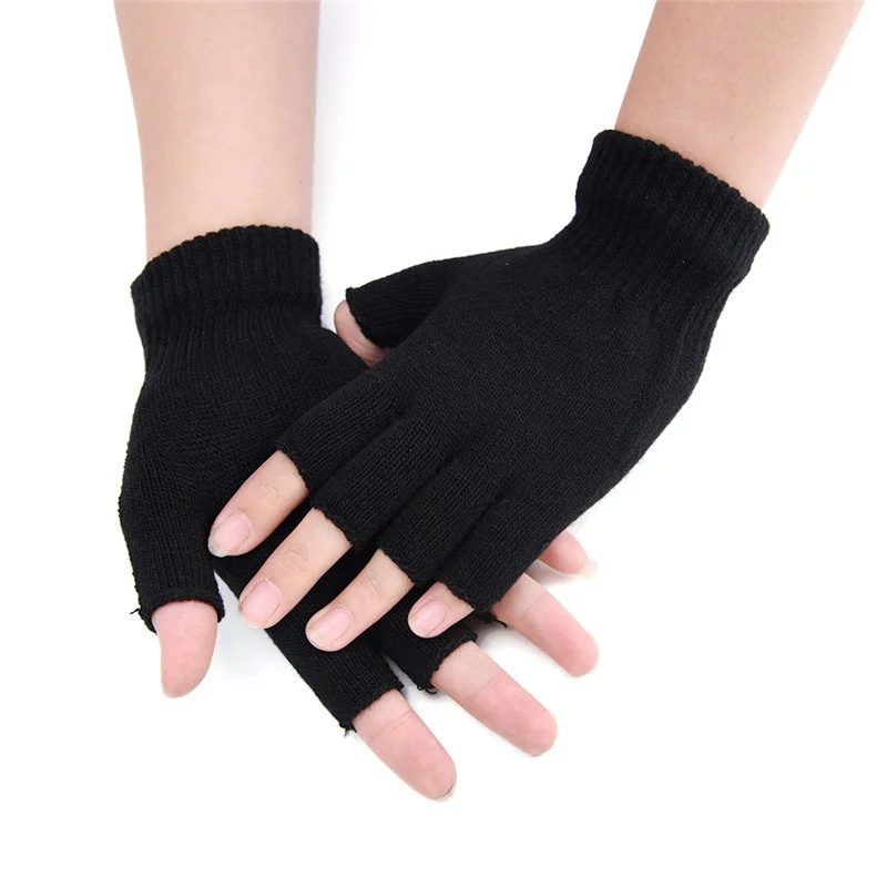 

1pair Women Men Fingerless Gloves Mitten Knitted Autumn Winter Touch Scrn het Half-Fingers Adult Warm Winter