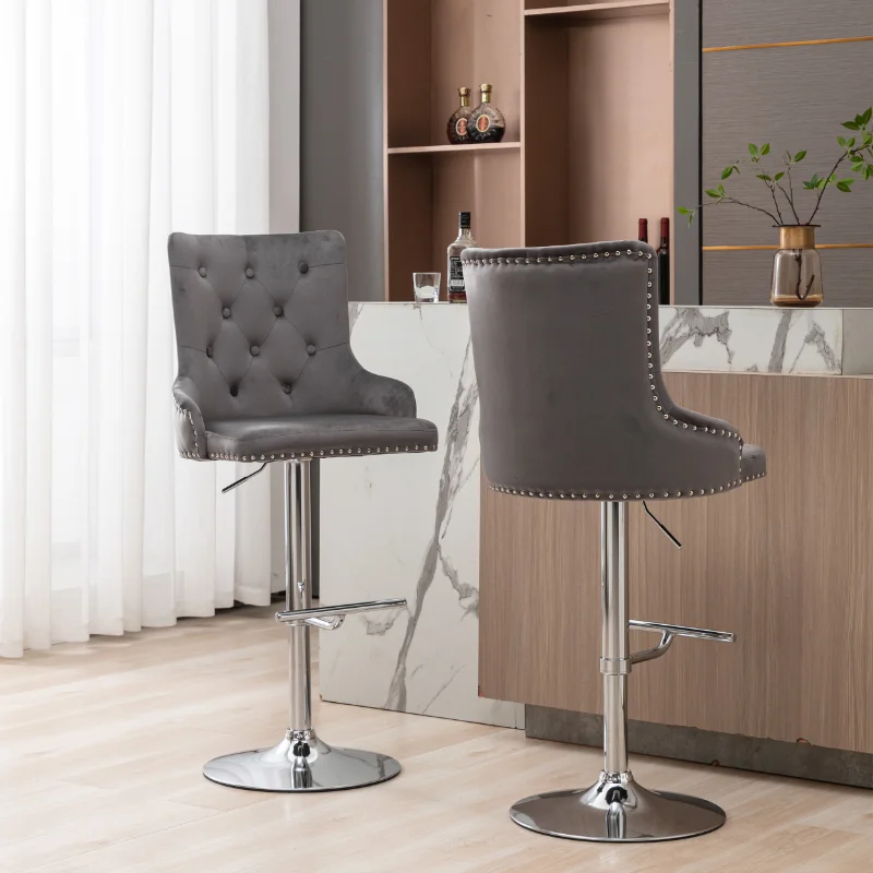 

Wivel Velvet Barstools Adjusatble Seat Height \ Modern Upholstered Bar Stools with Backs Comfortable Tufted For