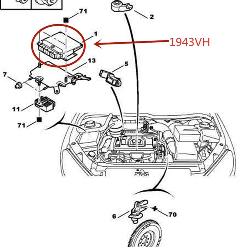 

1 шт., модуль управления двигателем для Peugeot 206 207 1,4 Citroen C2