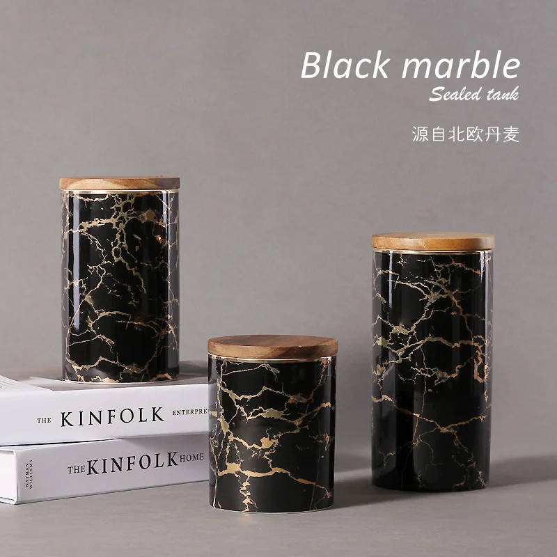 

Marble Creative Ceramic Sealed Pots Grain Storage Tank Food Storage Tank Kitchenware Ceramic Snack Storage Box Storage Tank jars