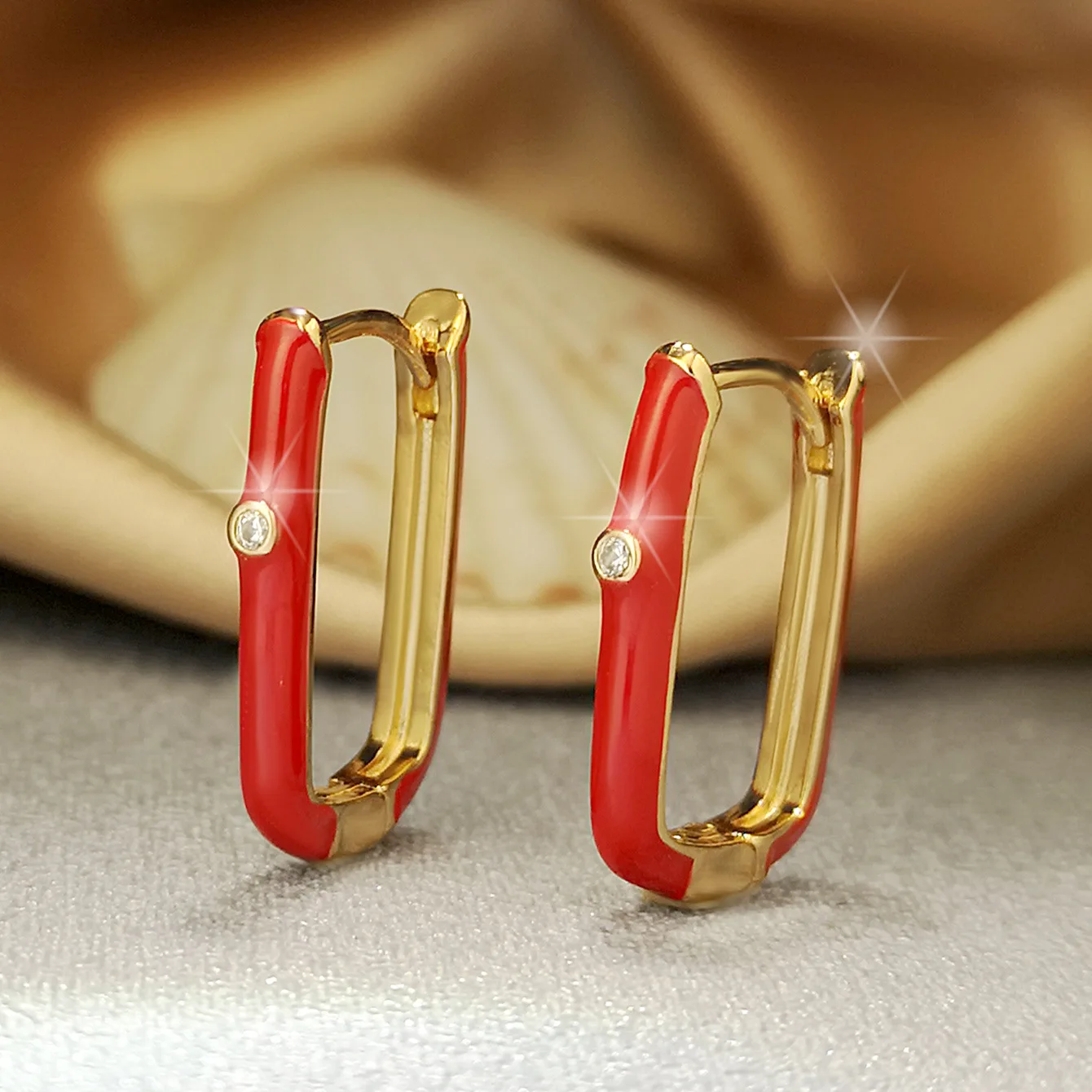 

Корейские Модные прямоугольные серьги с инкрустированными фианитами в форме капли для женщин, персонализированные разноцветные Эмалевые ...