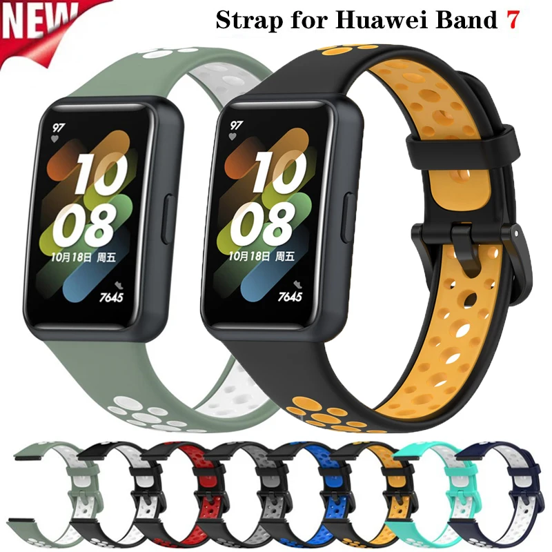 Bracelet For Huawei Band 7 Sport Silicone Replacement Wrist Strap Smart Watch Accessories Adjustable Watchband for Huawei Band 7