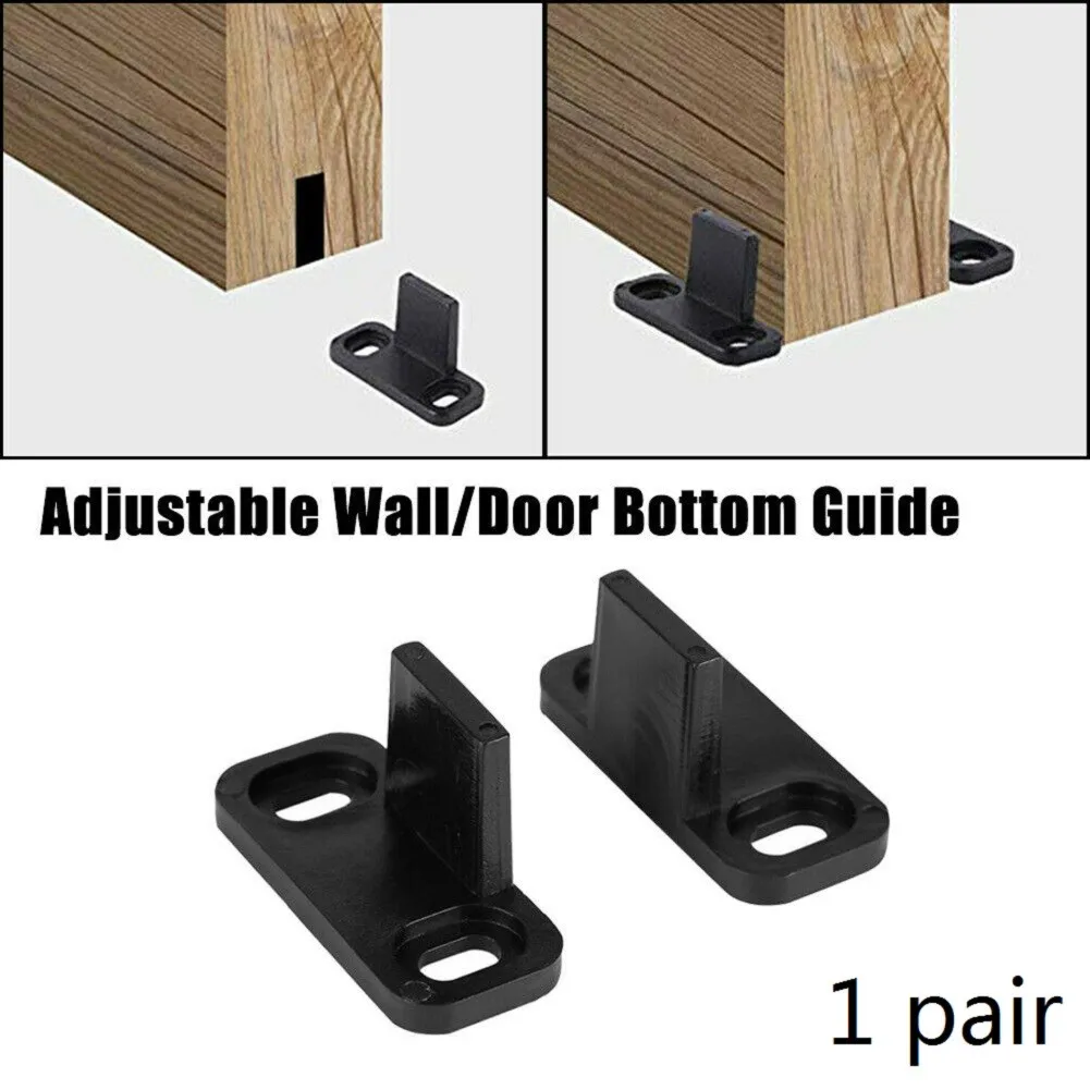 1pair Floor Fixing Low Noise Barn Door Floor Guide Sliding Anti Swinging Adjustable Furniture Hardware Bottom Bracket images - 6