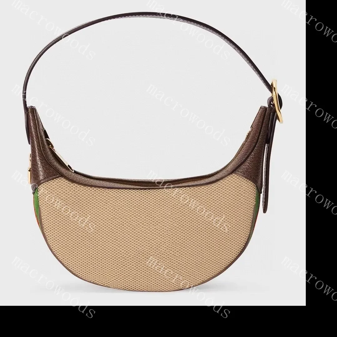 

Сумка на плечо Ophidia G Женская парусиновая, дизайнерский саквояж в винтажном стиле, мессенджер с полумесяцем, на молнии, цвет зеленый/красный