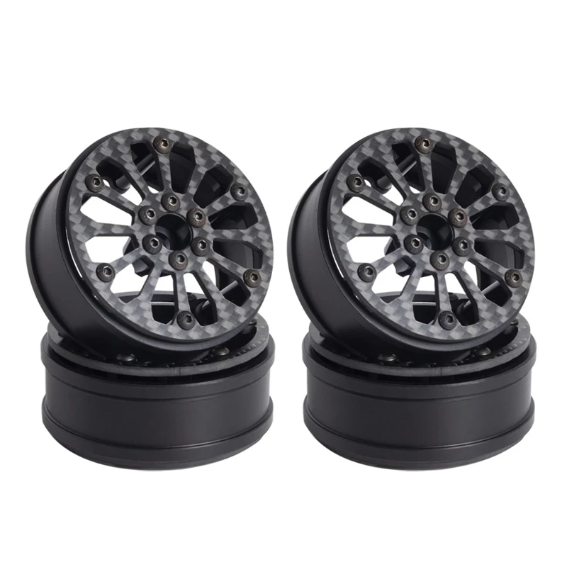 

4Pcs Carbon Fiber 2.2Inch Beadlock Wheel Hub Rim For 1/10 RC Crawler Car Axial SCX10 Wraith RR10 Traxxas TRX4 12 Hole Section