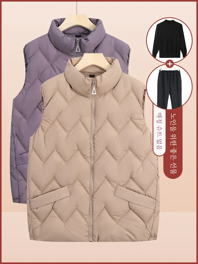 Middle-Aged and Elderly Mothers Winter Vest Lightweight Thickened down Jacket Cotton-padded Clothes Women New Western...