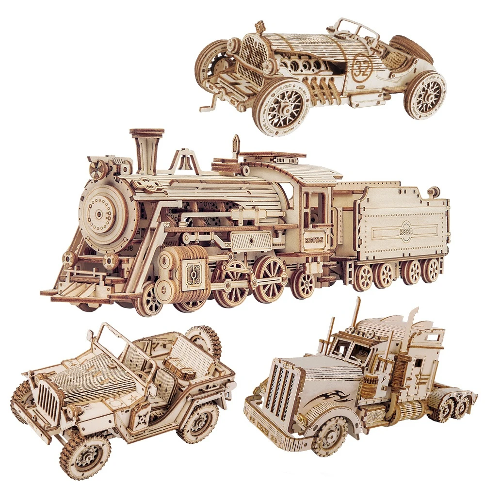 

Train Model 3D Wooden Puzzle Toy Assembly Locomotive Model Building Kits for Children Kids Birthday Gift Wooden Building Toys