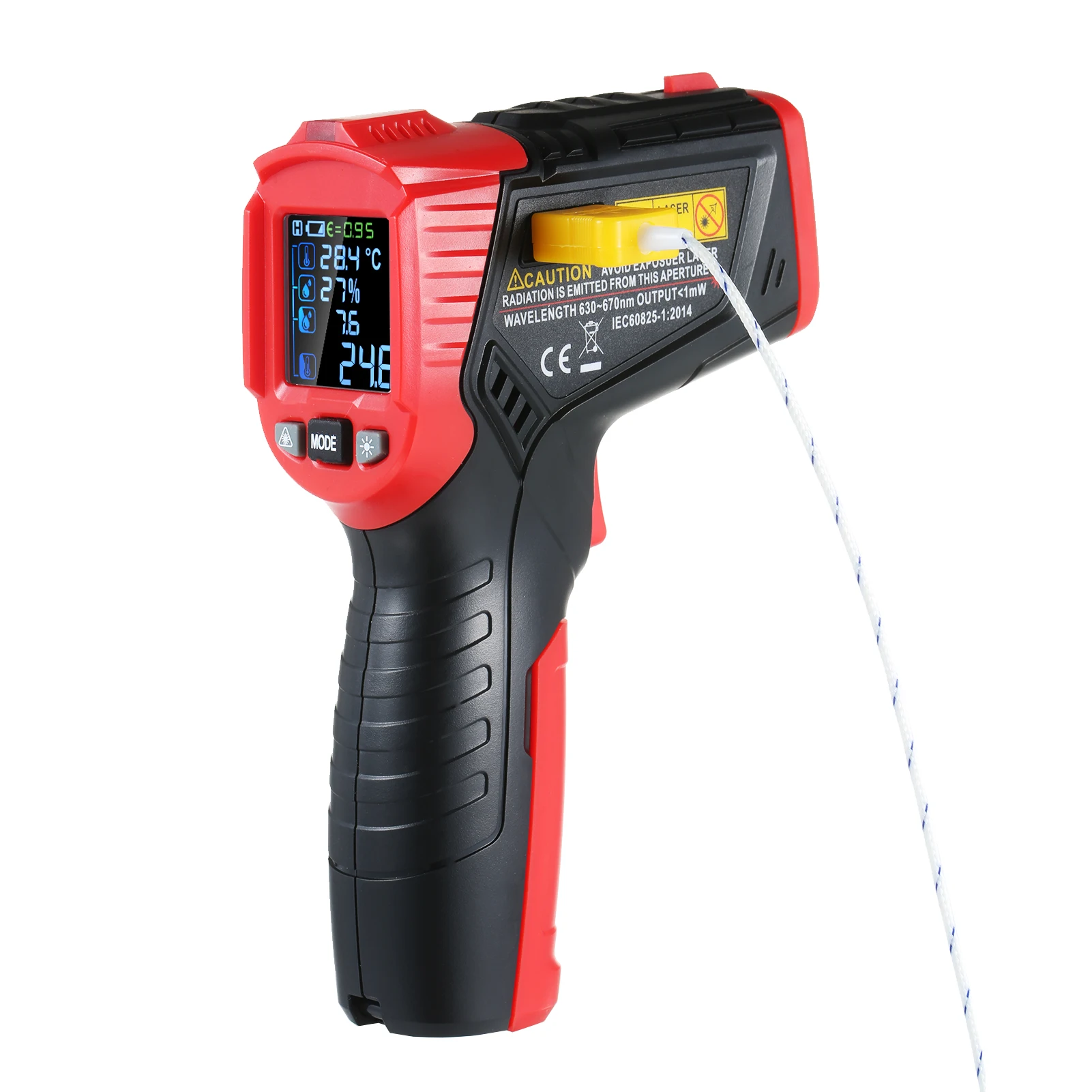 Mayilon HT651D Industry Digital Infrared Thermograph 800℃ Non Contact Pyrometer Laser Gun Sound Light Alarm Temperature Meter