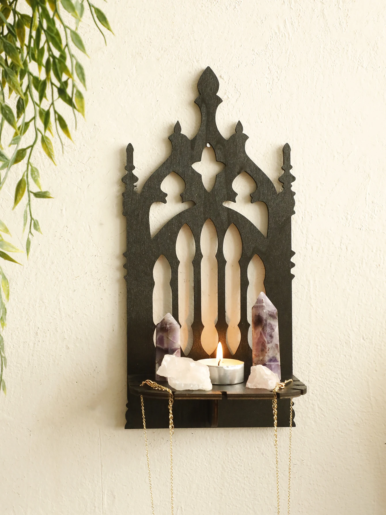 Черная готическая деревянная полка полая винтажная форма забора настенный декор