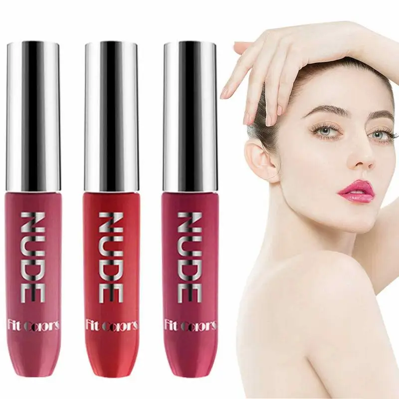 

Matte Lip Gloss 3Pcs Matte Liquid Long-Lasting Wear Lipstick Waterproof Wear Non-Stick Cup Not Fade Matte Liquid Lip Gloss