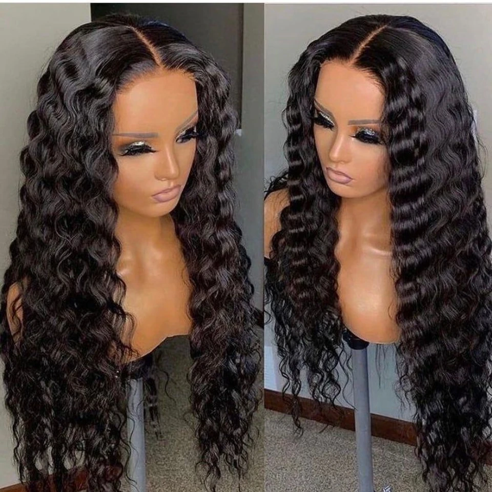 Indian Loose Deep Wave Pre Plucked with Baby Hair Transparent Glueless 180% Density Natural Hairline T-Part Lace Wigs Human Hair