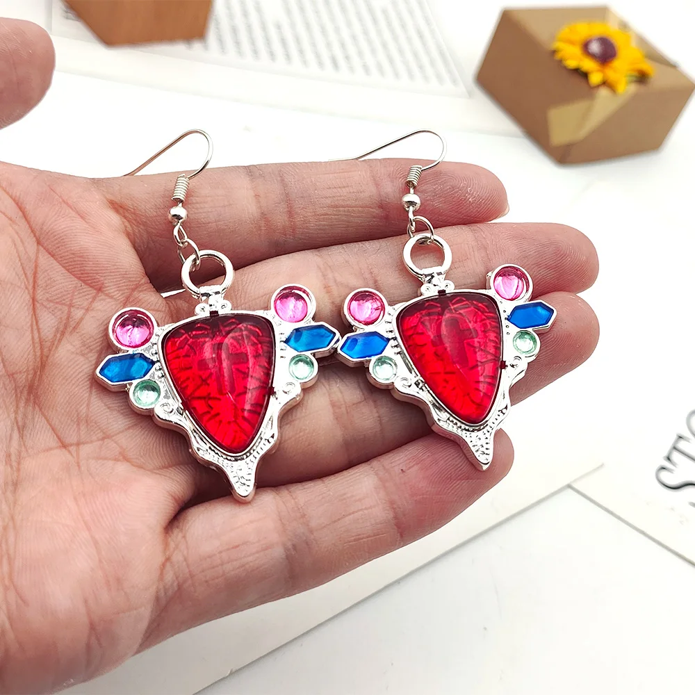 Серьги с красным камнем для косплея Джозефа Джоджо из аниме Невероятные