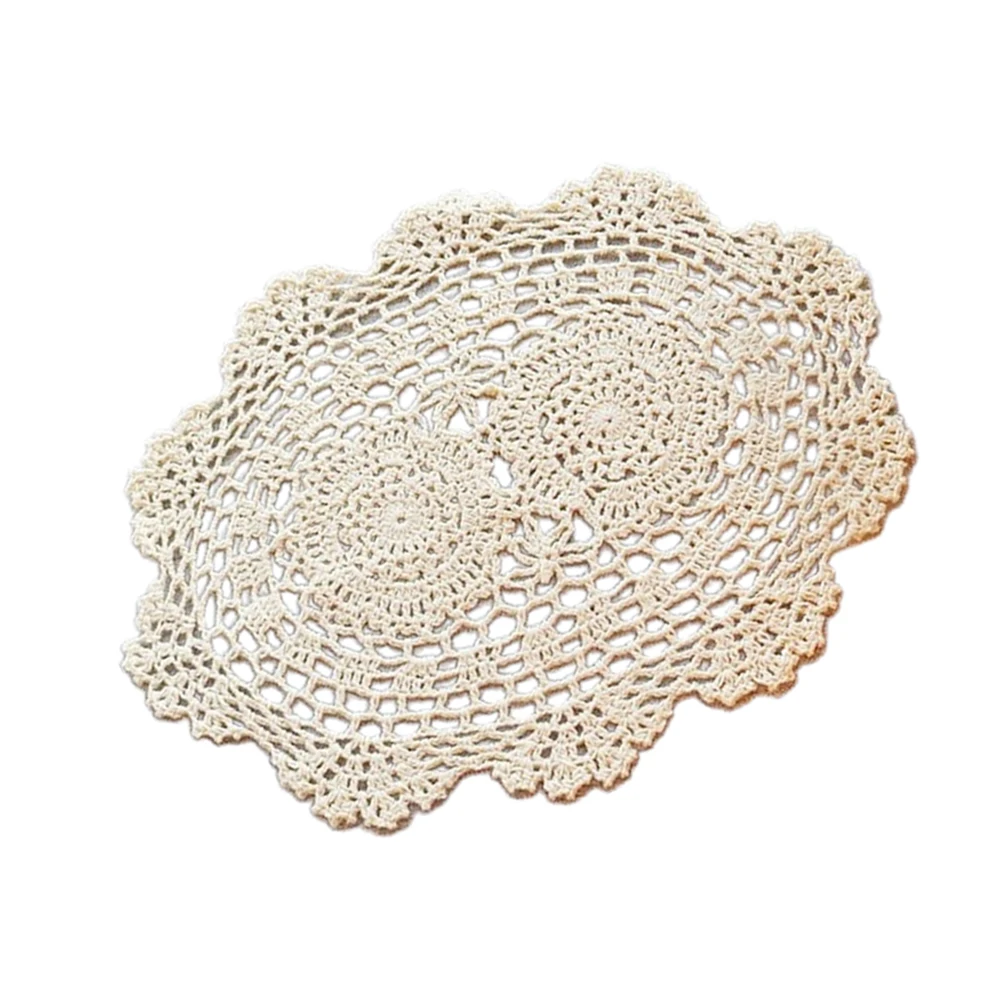 

Lace Oval Round Embroidery Table Place Mat Vintage Hand Crochet Cotton Lace Doilies Wedding Pad Cloth Drink Mug Dinner Coaster