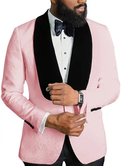 SZMANLIZI Tailor-Made Pink Floral Wedding Suits For Men Slim Fit Tuxedos 2 Pieces Formal Groom Prom Blazer Terno Masculino Suits