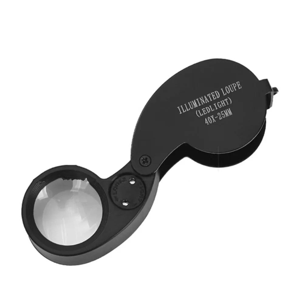

40X Portable Folding Magnifier Loupe Illuminated Magnifier Magnifying Glass Mini Jewelry Coins Stamps Antiques Gift Inspecting