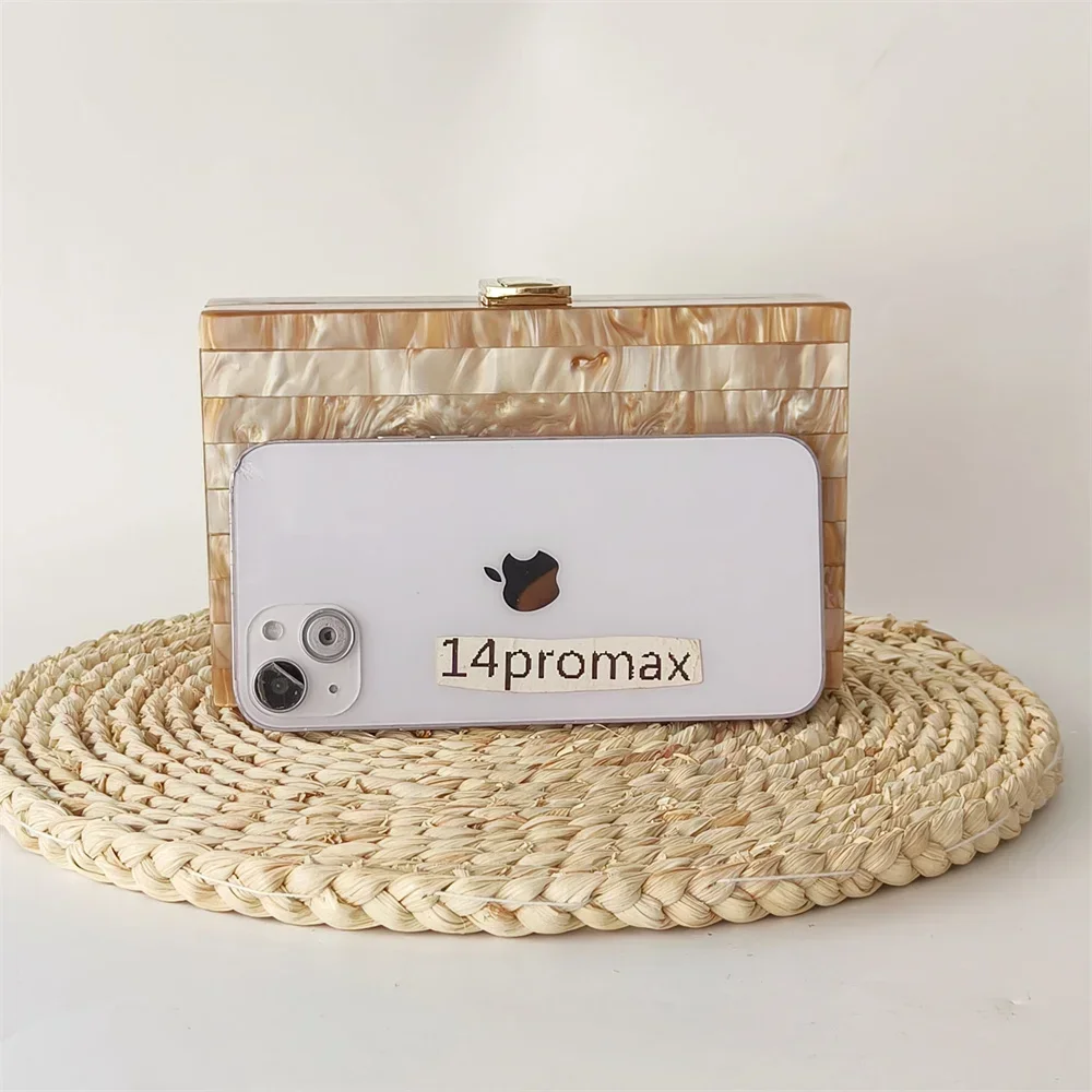 Жемчужно-коричневый мраморный полосатый акриловый клатч Вечерняя свадебная