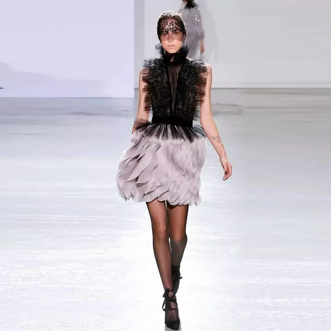 

Модное платье с оборками для выпускного вечера vestidos de cóctel мини платья для выпускного вечера для женщин плиссированные платья для дня рождения Многослойные на заказ