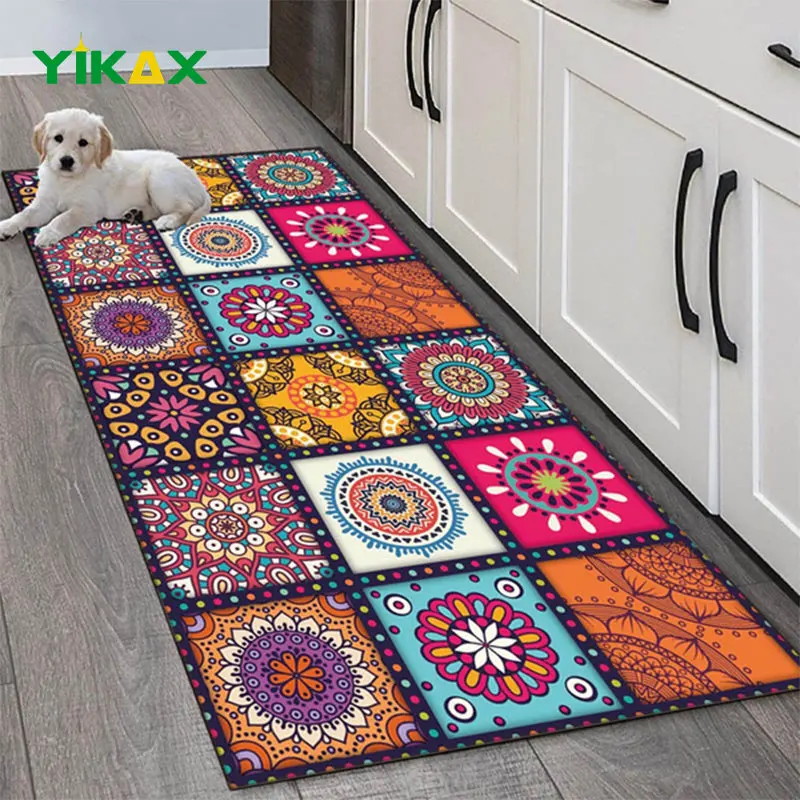 

Mandala Style Carpets Living Room Large Area Mat Bedroom Decorative Doormat Kitchen Bathroom Floor Non-slip Indoor Household Rug