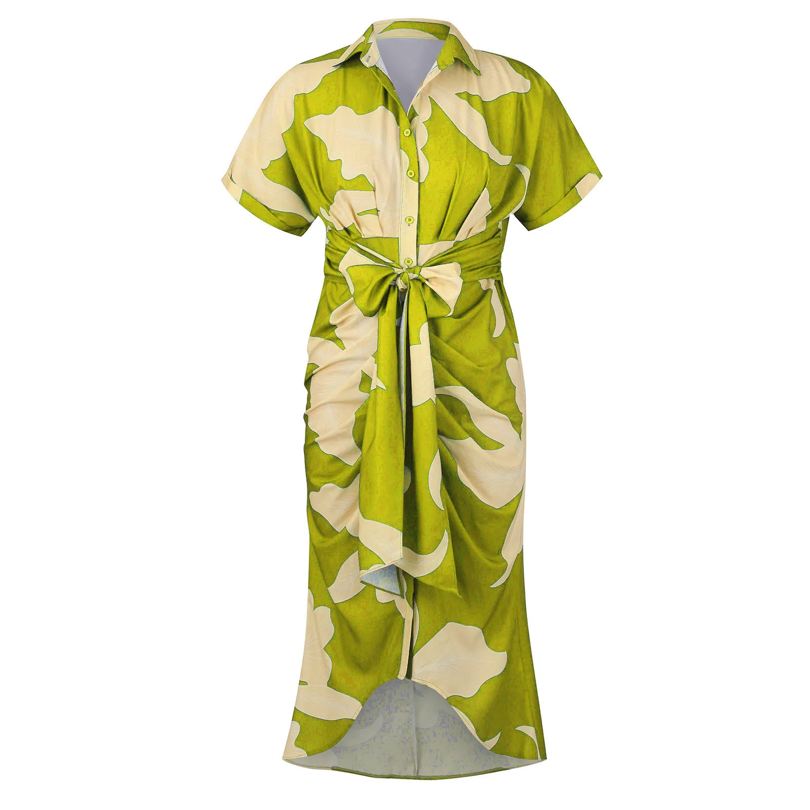 

Винтажные длинные платья для женщин 2023, модное свободное платье с V-образным вырезом, пуговицами, принтом, поясом, длиной рукавом, женское летнее платье