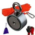 Двусторонние магнитные рыболовные базовые перчатки N52 из круглого материала, веревка 15 м, 120 кг * 2