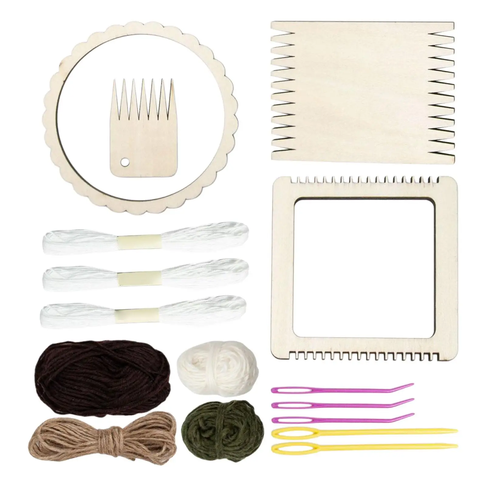 

Mini Wooden Weaving Loom Kit Combs Needles Thread Mini Loom DIY weaving loom Set Wooden Weaving Loom Kit for Tapestry Adults