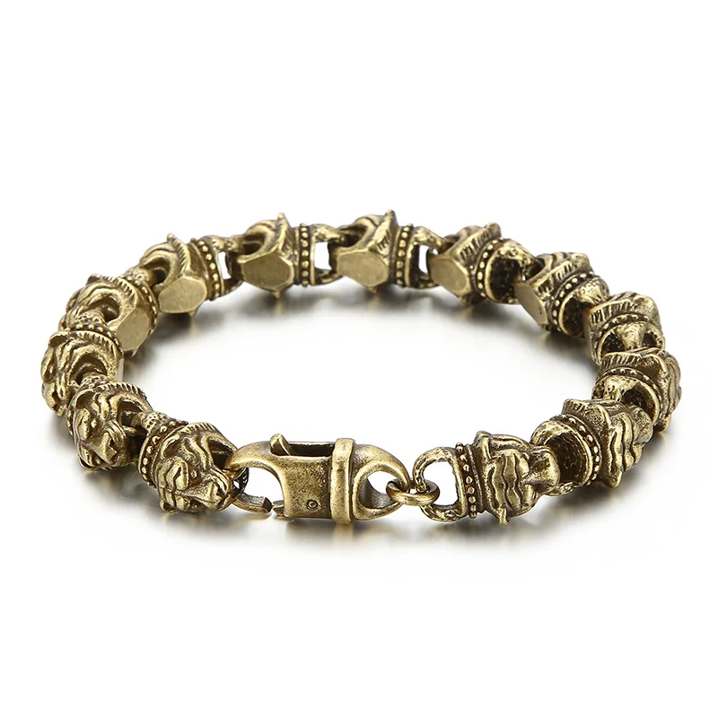 

107g Gothic Solid Gold Stainless steel Biker Tiger Chain Boys Mens Bracelet 13mm 9''