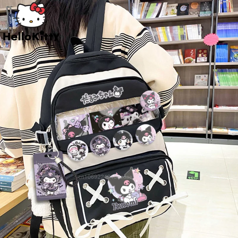 Sanrio Kuromi-mochila Y2k para niña, morral escolar de gran capacidad, con dibujo de My Melody, Kawaii, para estudiantes