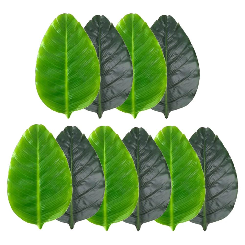 

10 Pcs Banana Leaves Placemats Cooking Table Silk Cloth Leaf Designed Shaped Tablecloth Holiday Dining Insulation Pads
