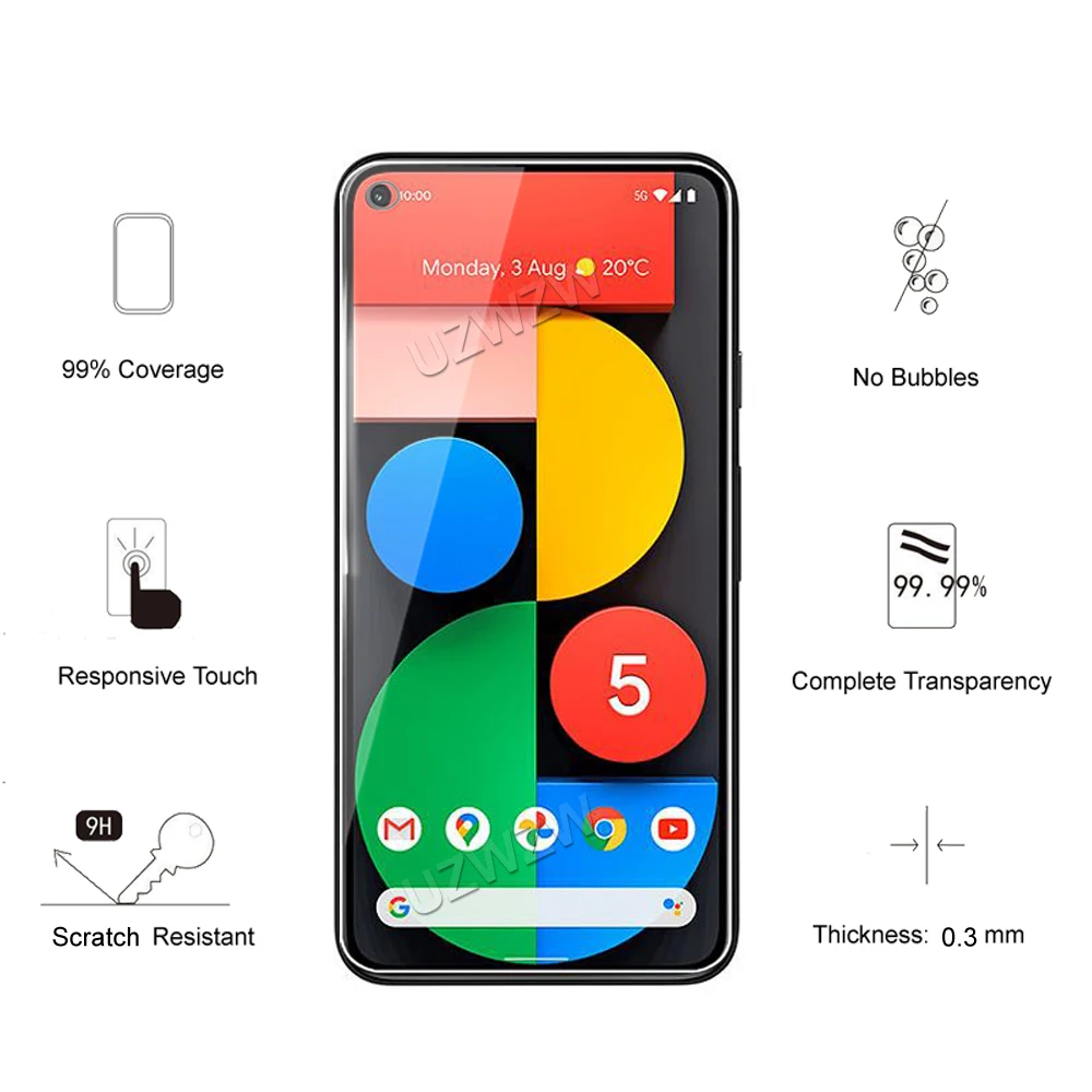 

4 in 1 For Google Pixel 6 5 4A 5A 5G 4 XL 4XL Tempered Glass Screen Protectors & Camera Lens Protective Film