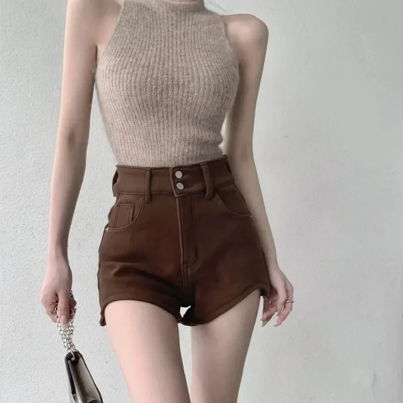 Straight Leg Denim Women Shorts Summer New Women Clothing  Fashion Sexy A-line High Waist Irregular Wide Leg Casual Booty Shorts