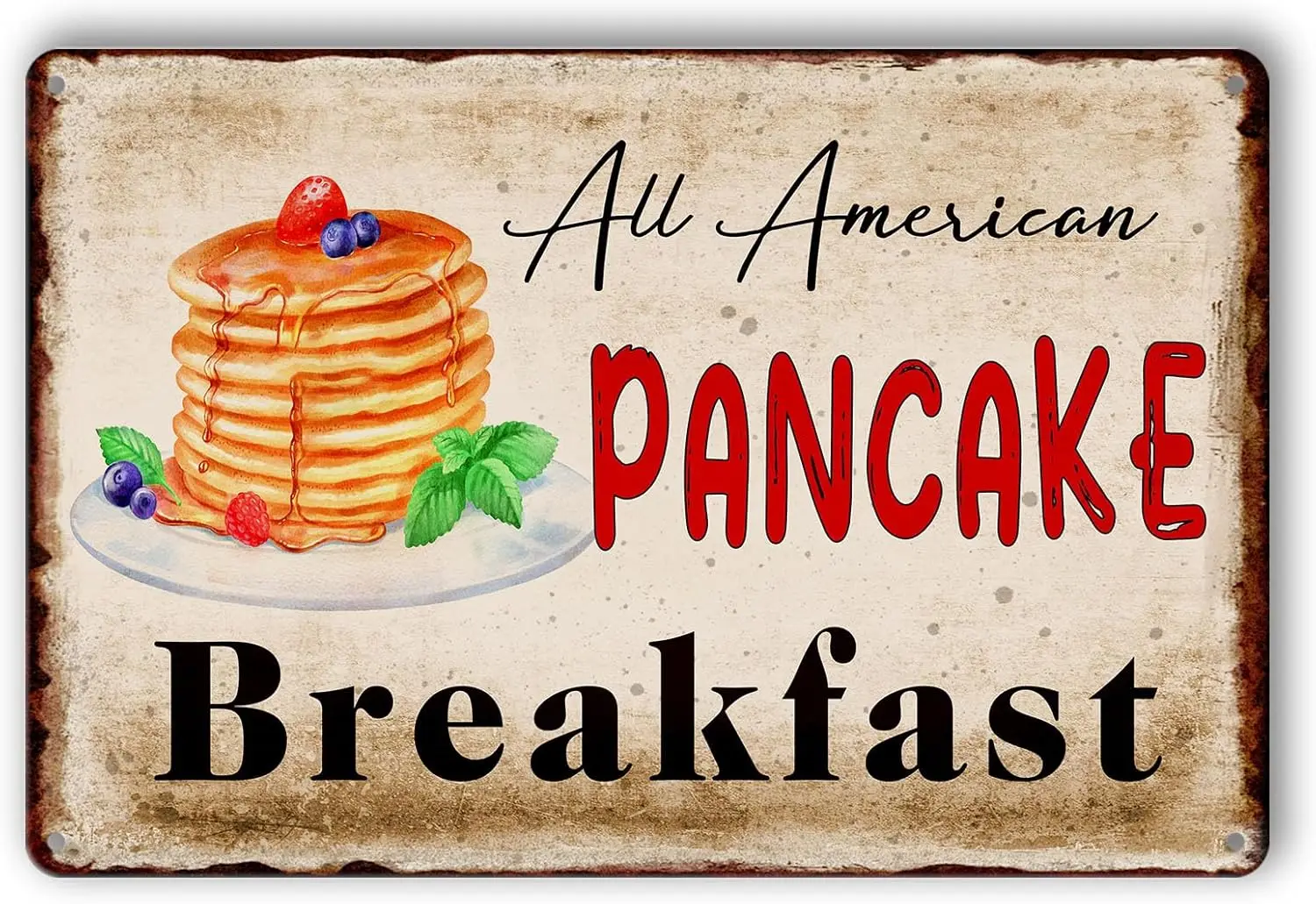 Ktchen Metl Tn Sgns Vntge Wll Decor Ретро Brekfst Sgn Pncke ntque Cookng 8x12 nch
