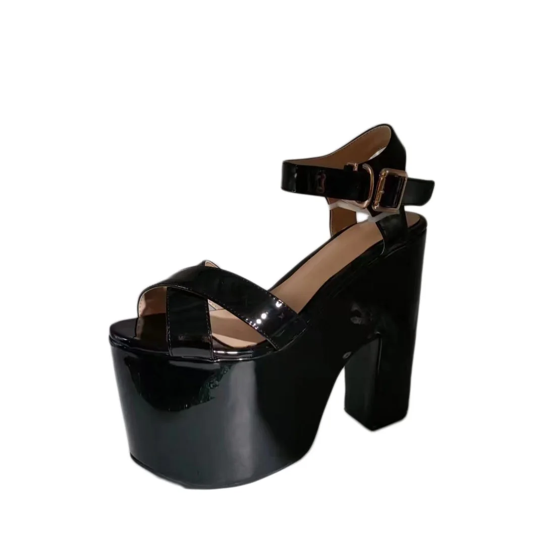 

Обувь SHOFOO, Модные женские сандалии на высоком каблуке. Лаковая кожа. Высота каблука около 16 см. Нестандартный каблук. Летняя женская обувь