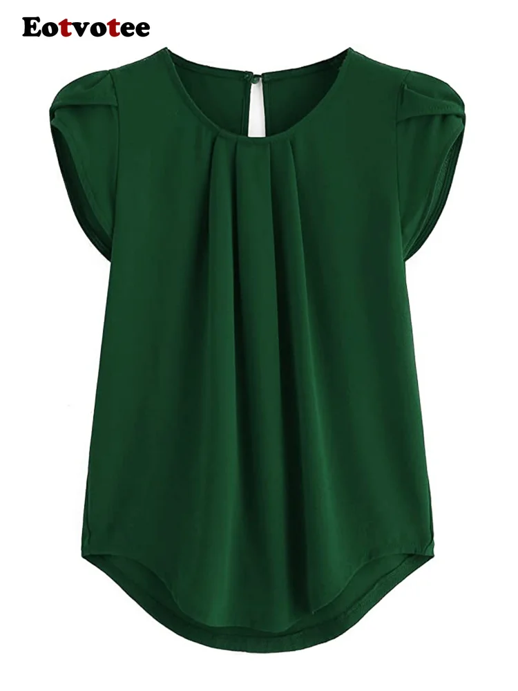 Женская блузка с круглым вырезом и рукавами-крылышками