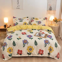 four seasons thickened and brushed four piece set of twill plant cashmere cotton student dormitory three piece bedding