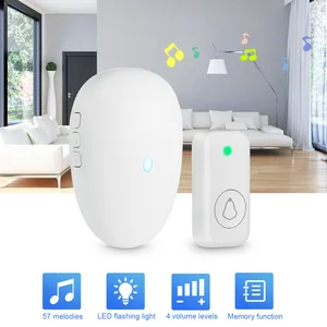 M521 433MHz Wireless Doorbell Outdoor 57 Songs 1000ft Range Smart Home Door Bell Chime Ring Waterproof Button Plug and Play