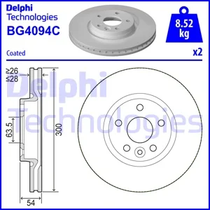 

DELPHI BG4094C для тормозного диска на S MAX 09 06 MONDEO III 0007 IV 07 GALAXY III 06 / S60 10 S80 06 V60 V70 06 XC7