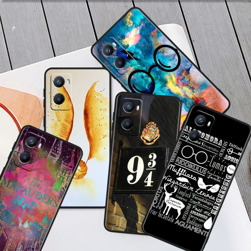 Поттеры Аниме Cute чехол для телефона для OPPO A56S A55 A54S A53S A52 A33 A32 A31 A16S A16 A12 A11S A9 A5 2020 черный чехол