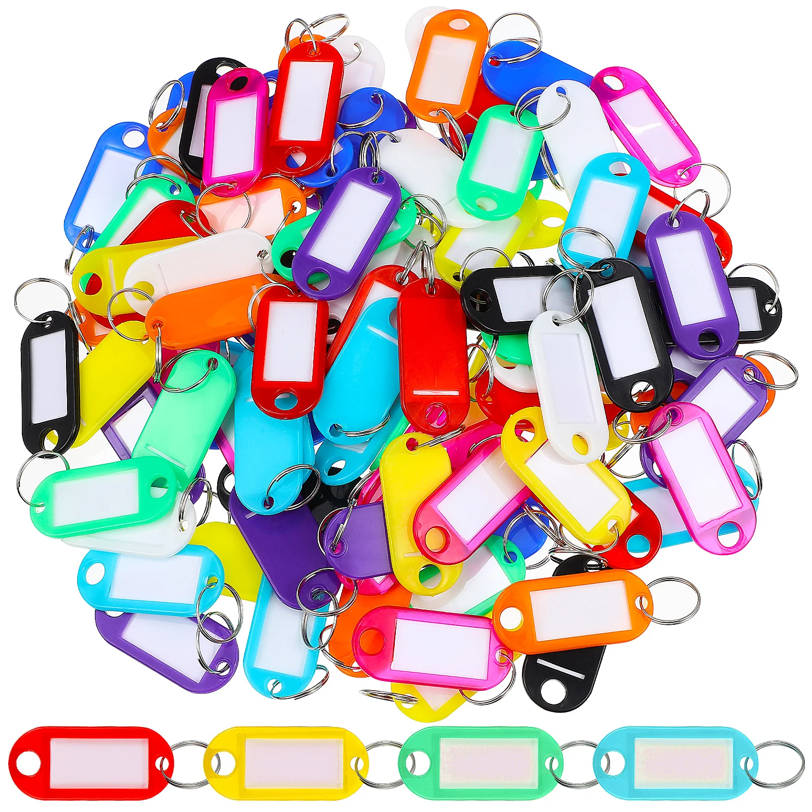 

100 Pcs Travel Tags Luggage Tag Backpacks Hanging Decor Key Tag Keychain Assorted Labels Metal Ring Pet Collars Tag