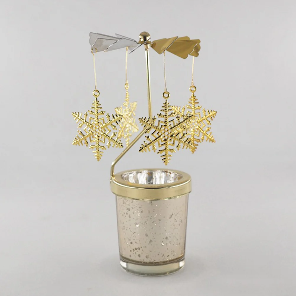 

Holder Candlestick Rotary Rotating Christmas Holders Light Tea Tealight Metal Table Dinner Carousel Ornament Wedding Snowflake