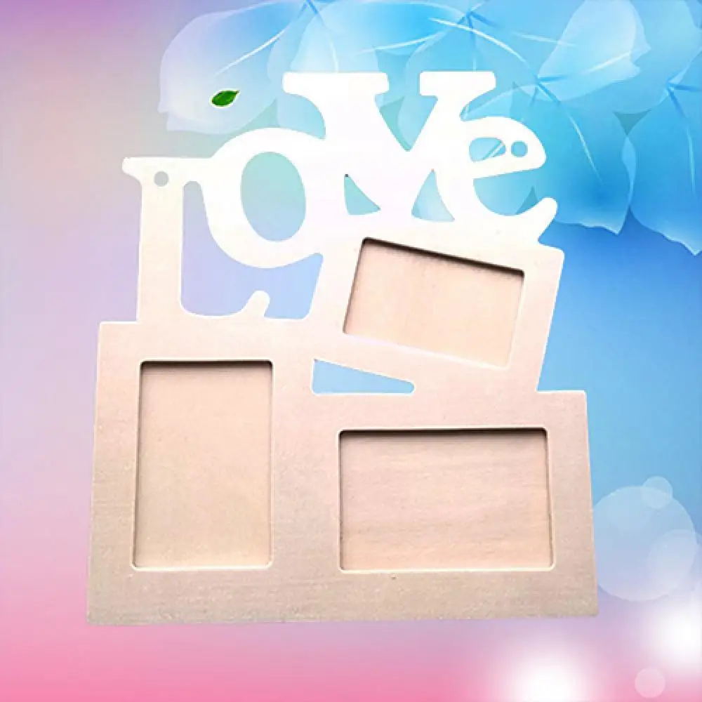 

Wooden DIY Photo Frame Hollow Love Letter Family Photo Picture Holder Storage