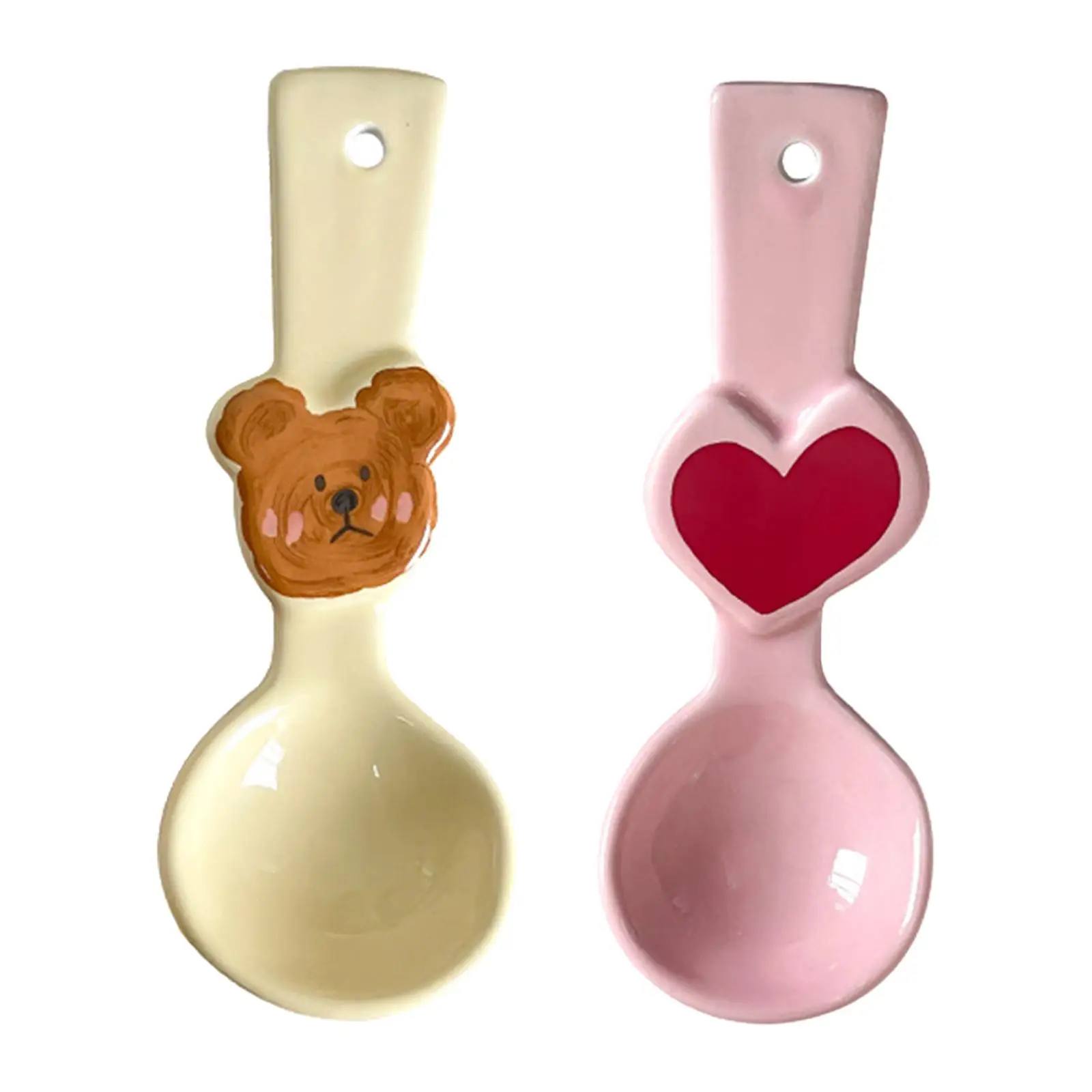 Ceramic Soup Spoon 5.79'' Multipurpose Oatmeal Portable Dessert Cake Spoon for Ice Cream Cereal Bowls Yogurt Desserts